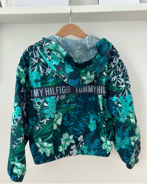 Bunda dětská Tommy Hilfiger zeleno-modrá šusťákovka
